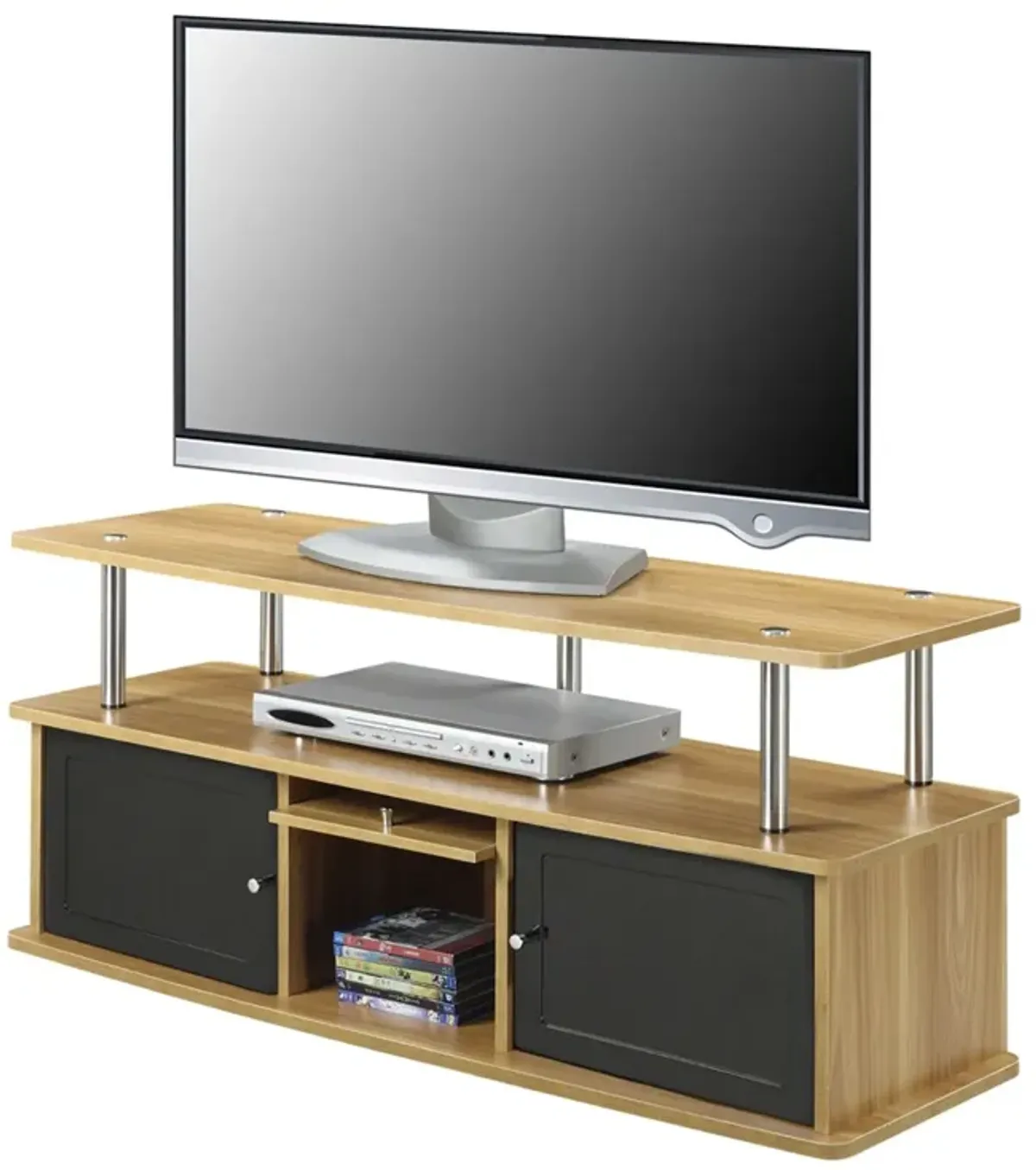 Hivvago Modern 50-inch TV Stand in Light Oak / Black Wood Finish