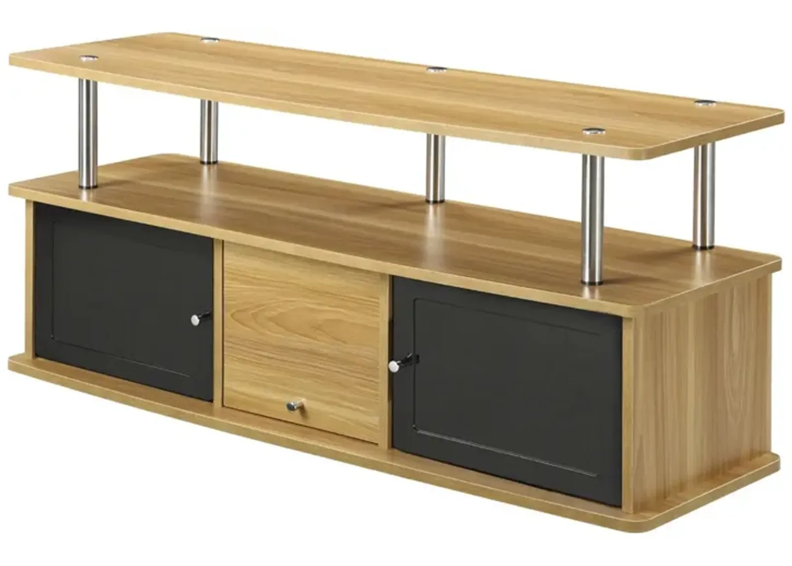 Hivvago Modern 50-inch TV Stand in Light Oak / Black Wood Finish