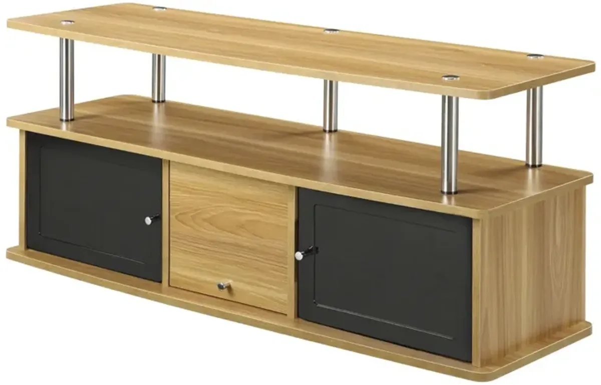 Hivvago Modern 50-inch TV Stand in Light Oak / Black Wood Finish