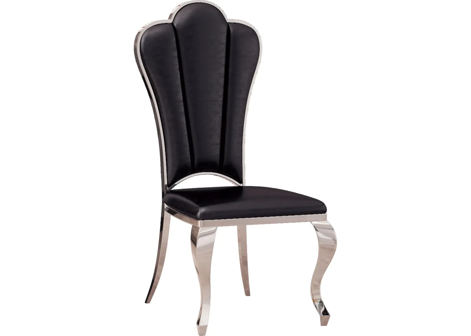 Modern Leatherette Dining Chairs Set Of 2, Unique Backrest Design With Stripe Armless Chair