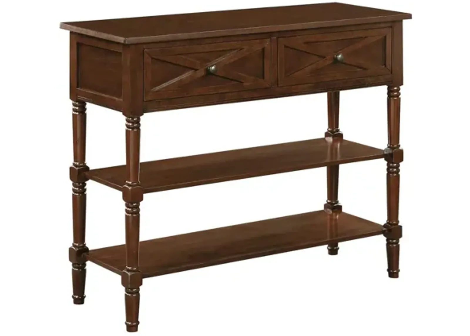 Convenience Concepts Country Oxford 2 Drawer Console Table with Shelves, Espresso