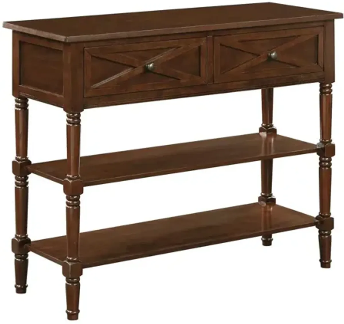 Convenience Concepts Country Oxford 2 Drawer Console Table with Shelves, Espresso