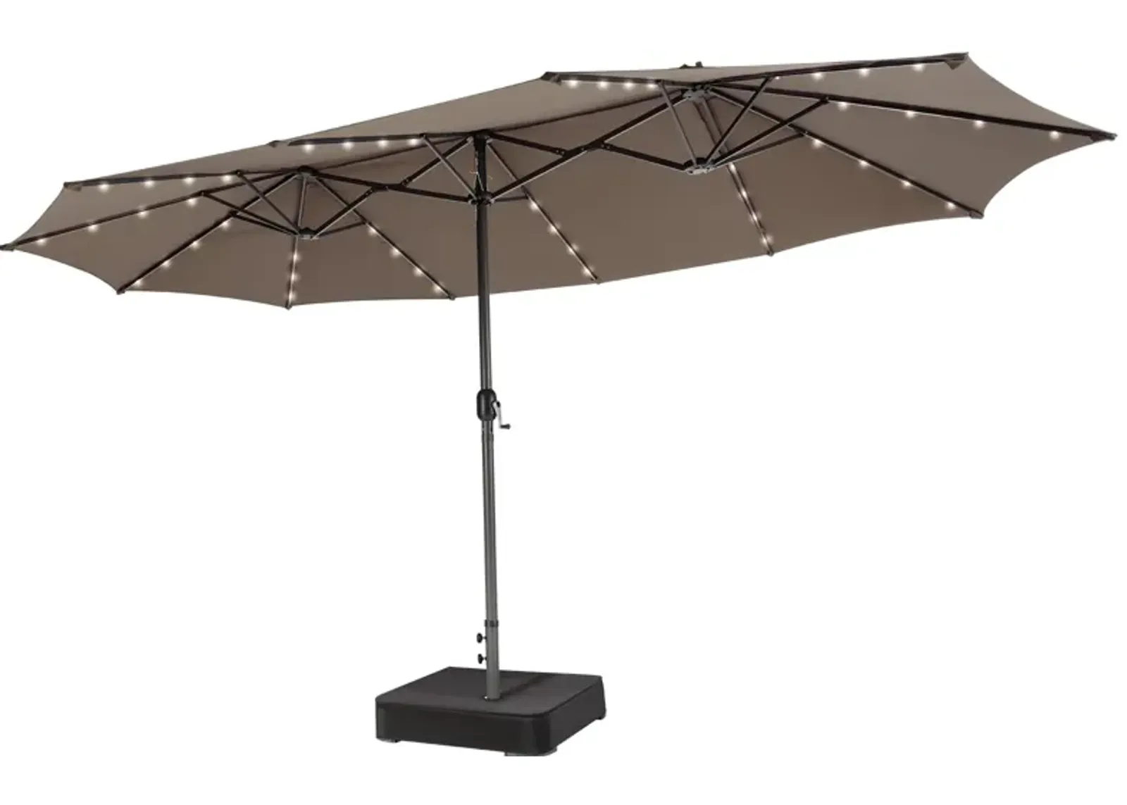 15 Feet Double-Sided Patio Umbrella with 48 LED Lights