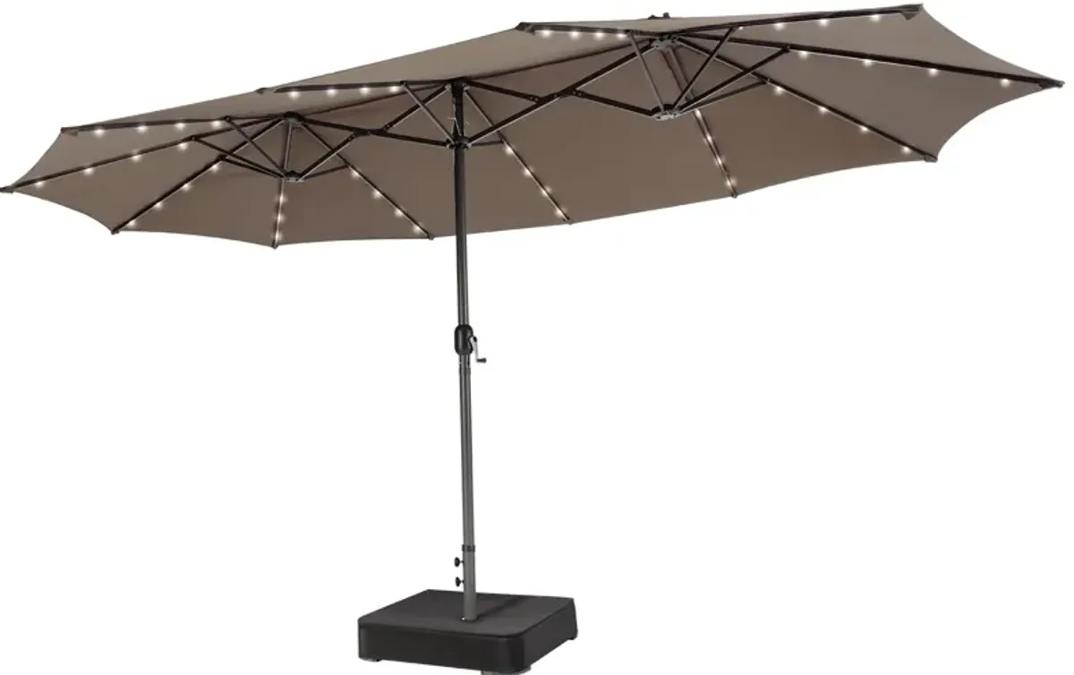 15 Feet Double-Sided Patio Umbrella with 48 LED Lights