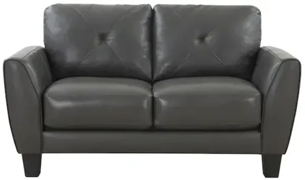 Porter Designs Trento Top Grain Leather Loveseat, Gray