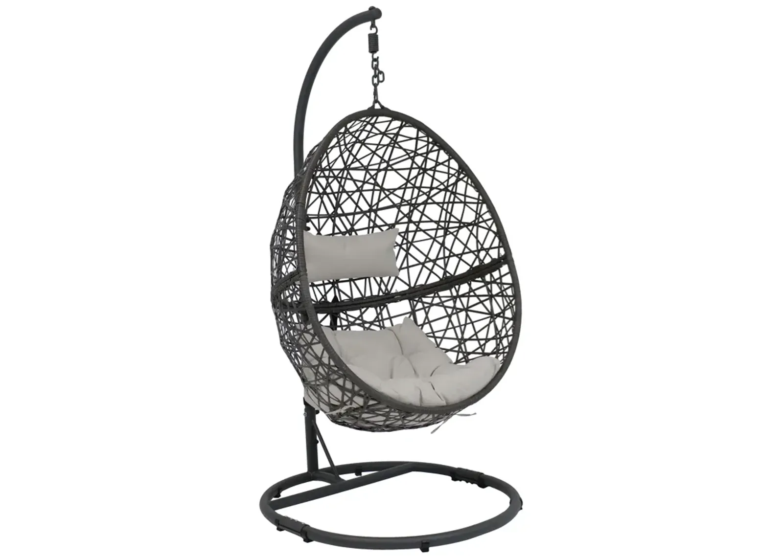 Sunnydaze Resin Wicker Hanging Egg Chair with Steel Stand/Cushions