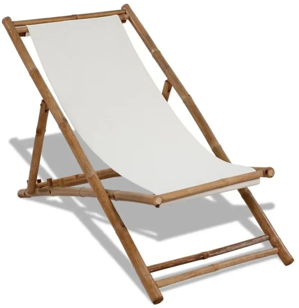 vidaXL Outdoor Deck Chair Bamboo and Canvas