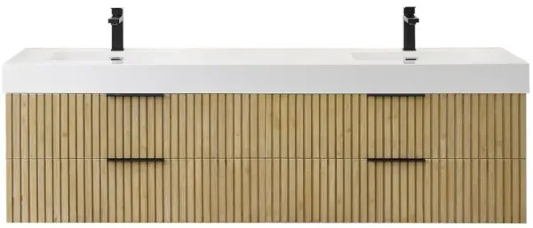 Altair-11 Double Bathroom Vanity in Nature Brown White Artificial Drop-in Sink