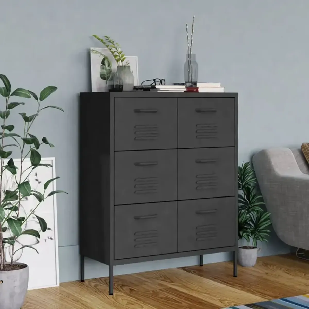vidaXL Drawer Cabinet 31.5"x13.8"x40" Steel