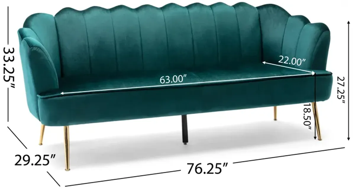 Merax Shell Design 3 Seats Velvet Sofa