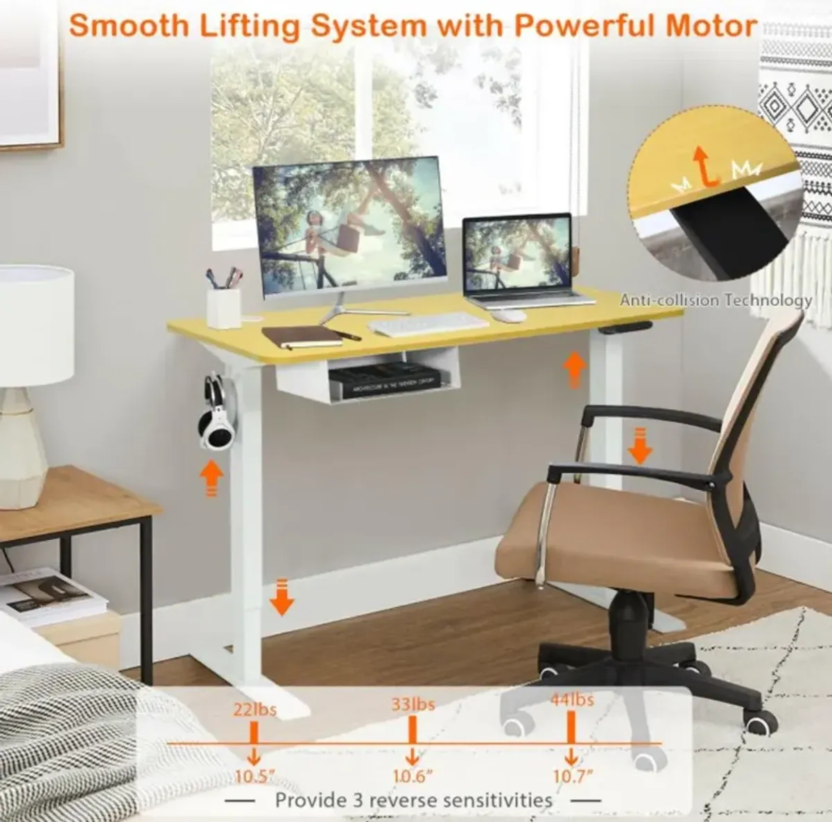 Costway 48-Inch Electric Standing Adjustable Desk with Control Panel and USB Port