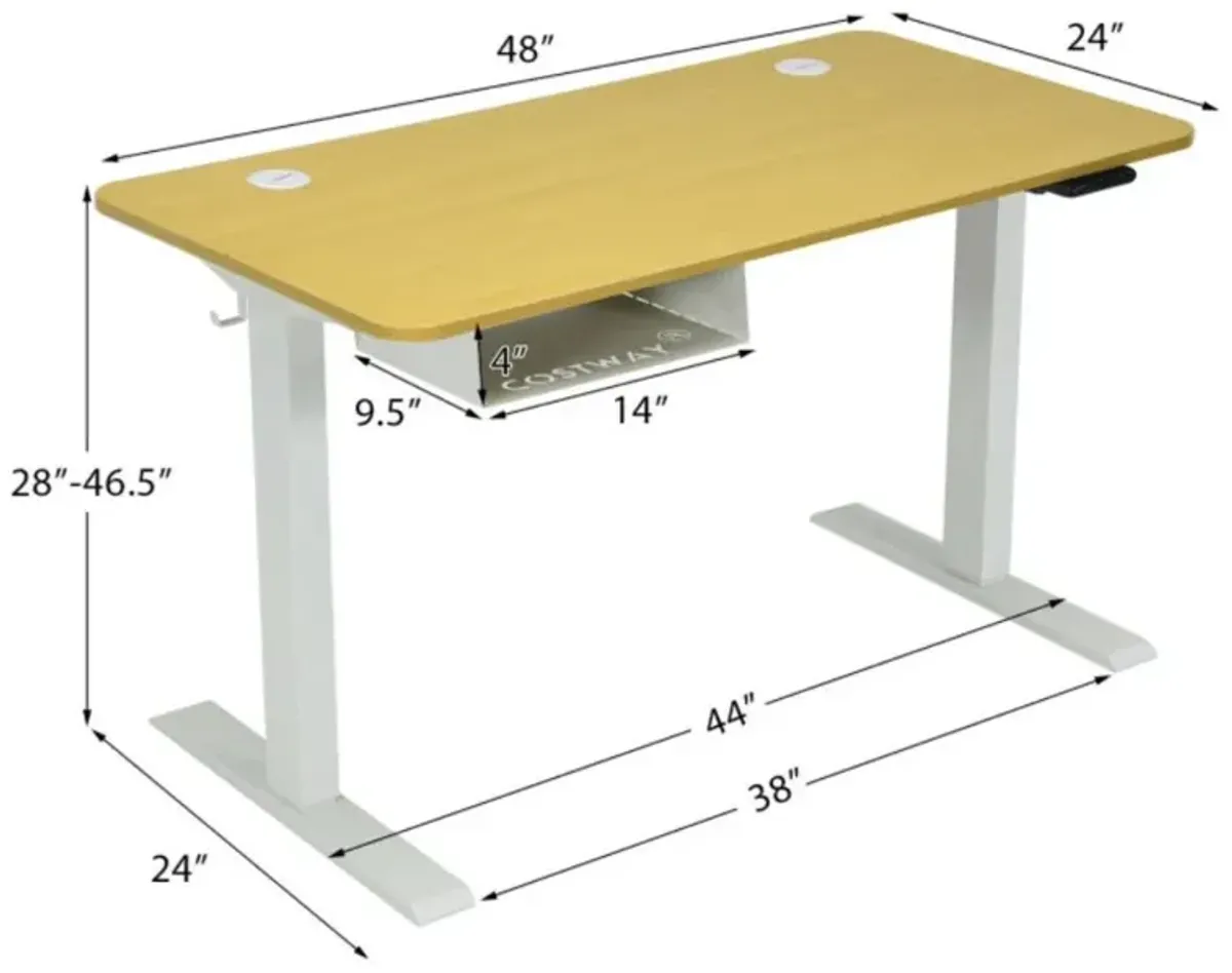 Costway 48-Inch Electric Standing Adjustable Desk with Control Panel and USB Port