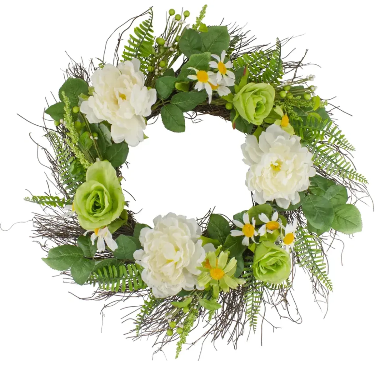 Mixed Floral Artificial Spring Wreath  22-Inch