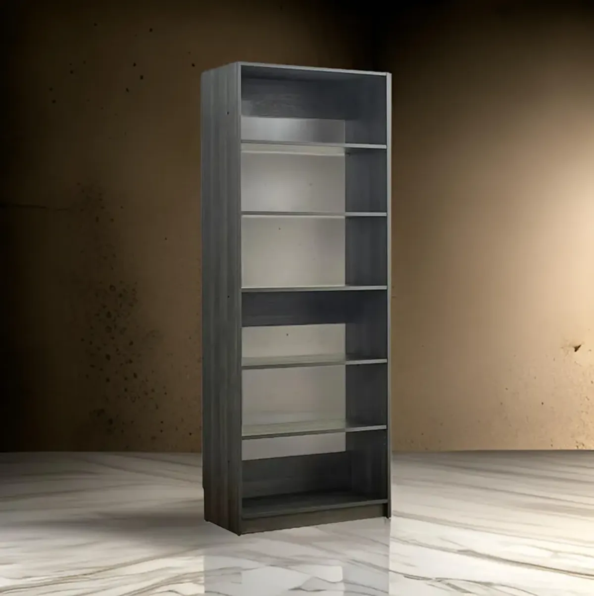 Dee Modular Closet System, 5 Tier Storage Shelves, Black Wood Finish