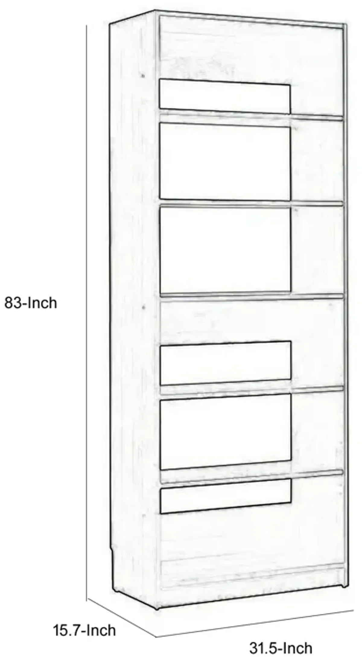 Dee Modular Closet System, 5 Tier Storage Shelves, Black Wood Finish