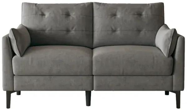 57. 5" Cotton Linen Dark Gray Love Seat Metal Feet Plastic Feet Thick Cushion With Two Armrests