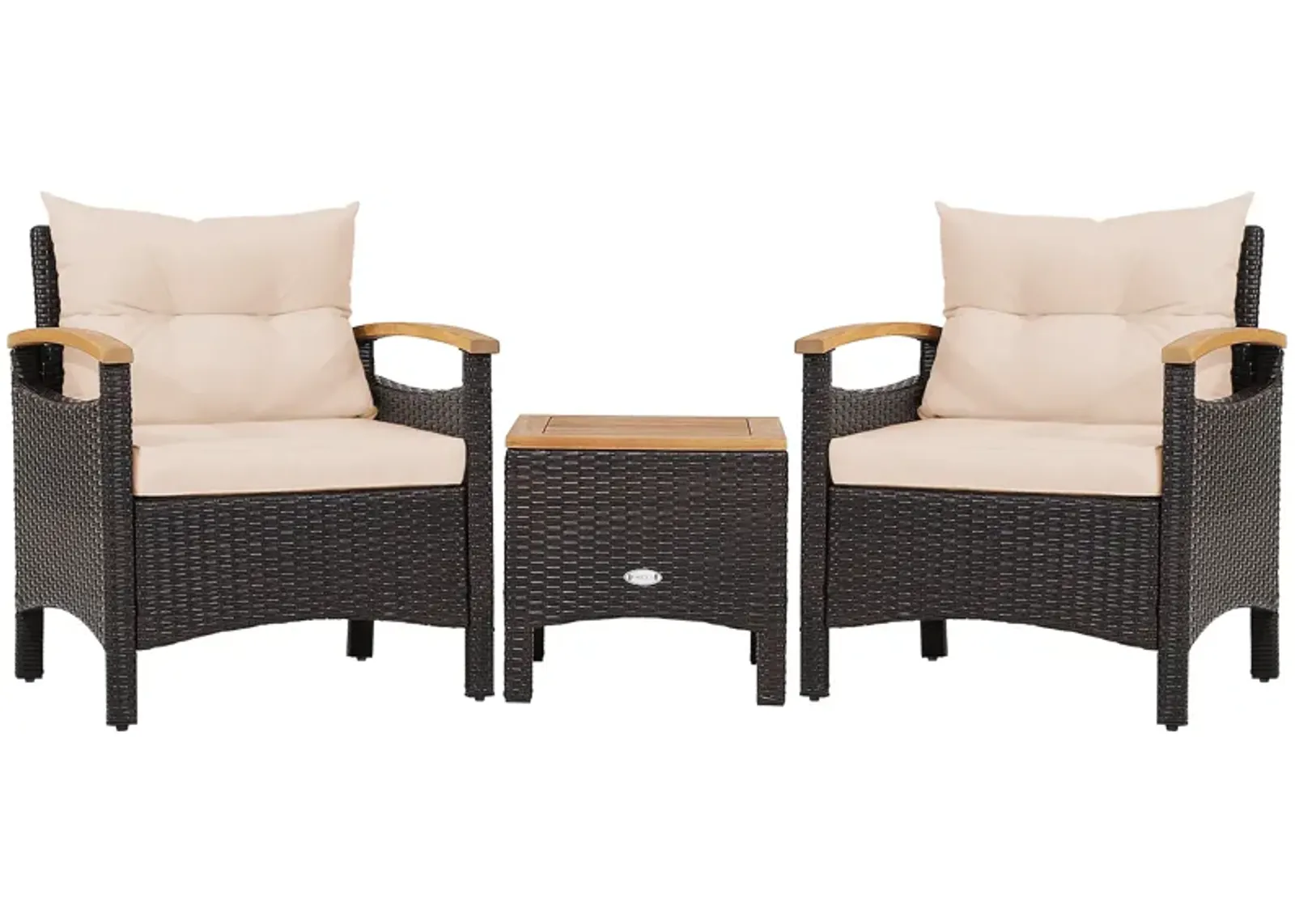 3 Pieces Patio Rattan Furniture Set with Removable Cushion