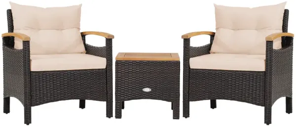 3 Pieces Patio Rattan Furniture Set with Removable Cushion