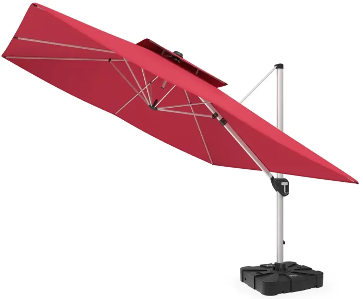 11FT Patio Umbrella Outdoor Square Double Top Umbrella (with Base)