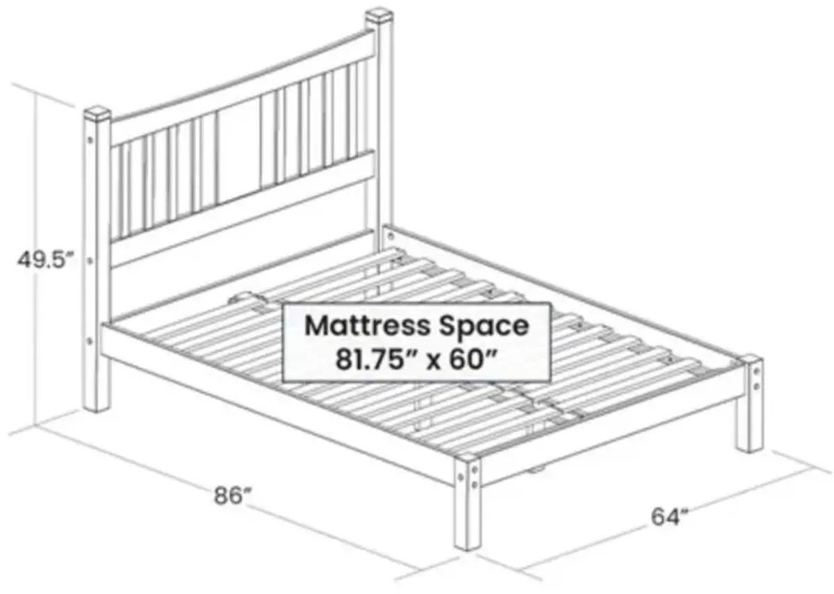 Hivvago Twin Traditional Solid Oak Wooden Platform Bed Frame with Headboard in White