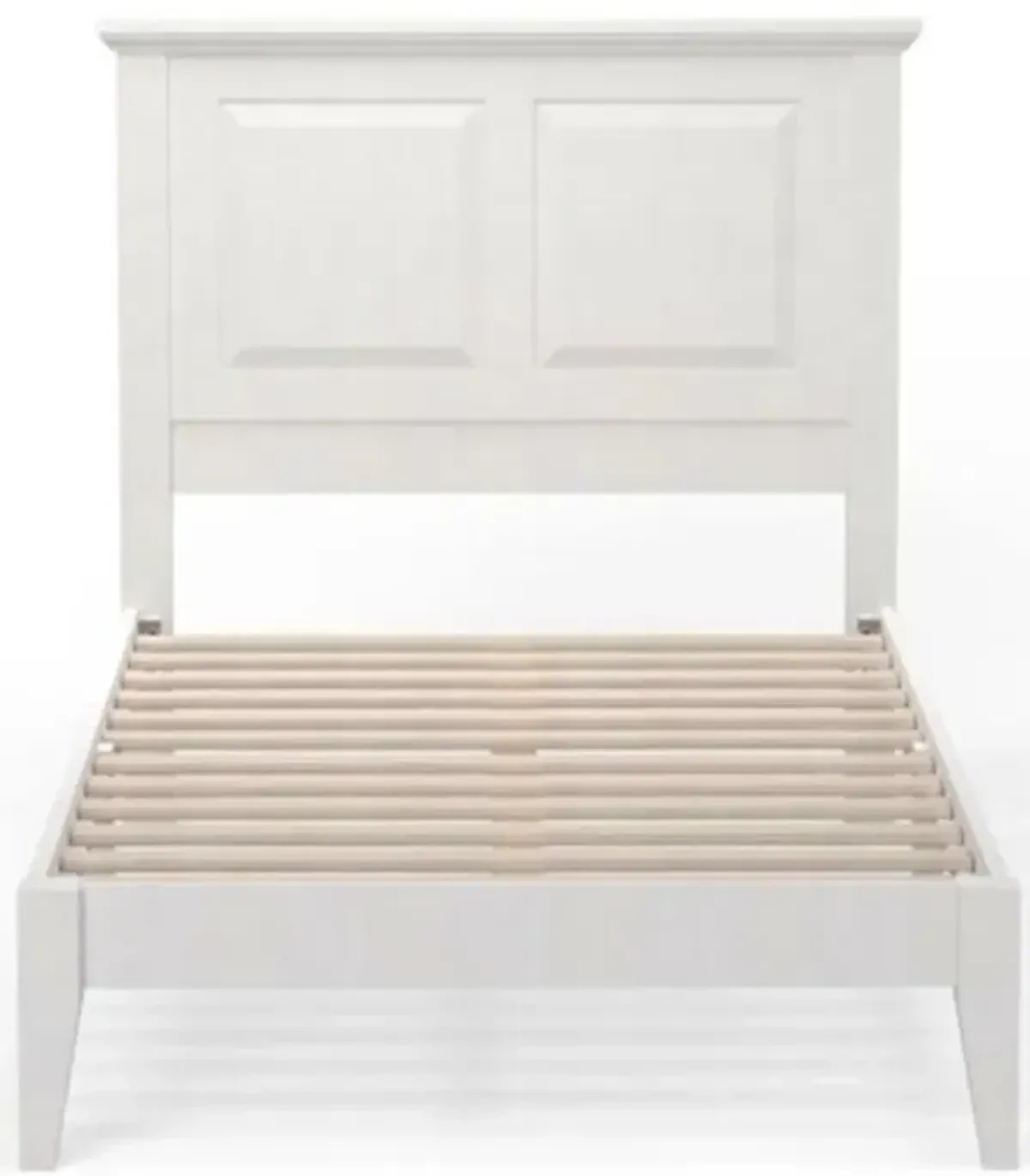 Hivvago Twin Traditional Solid Oak Wooden Platform Bed Frame with Headboard in White