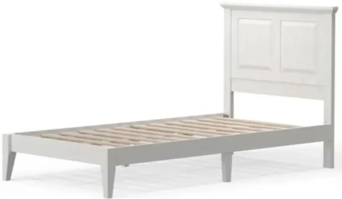 Hivvago Twin Traditional Solid Oak Wooden Platform Bed Frame with Headboard in White