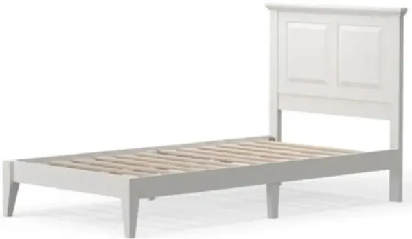 Hivvago Twin Traditional Solid Oak Wooden Platform Bed Frame with Headboard in White