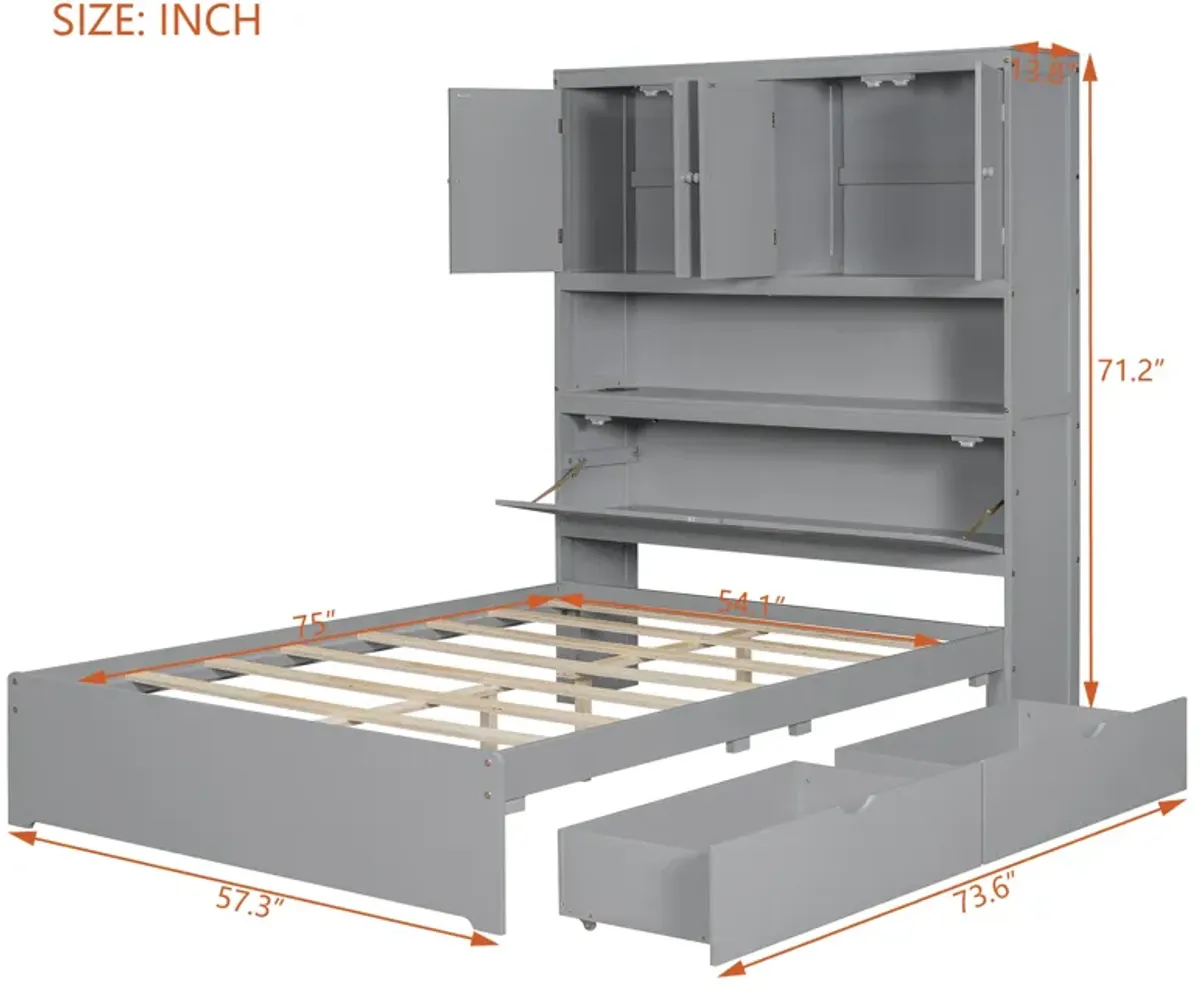 Merax Platform Bed with USB and Storage Headboard