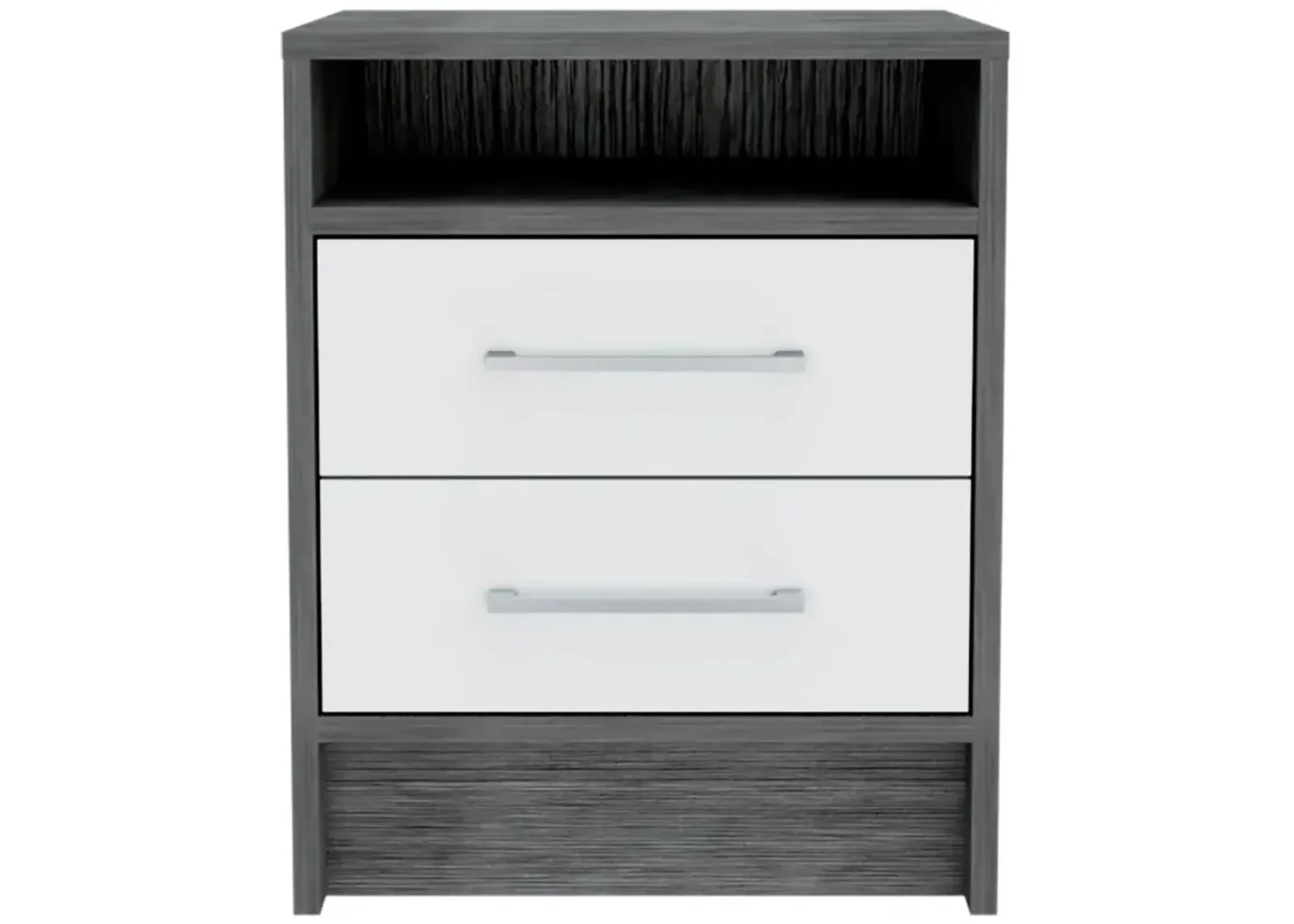 Homezia Sophisticated and Stylish Smokey Oak and White Nightstand