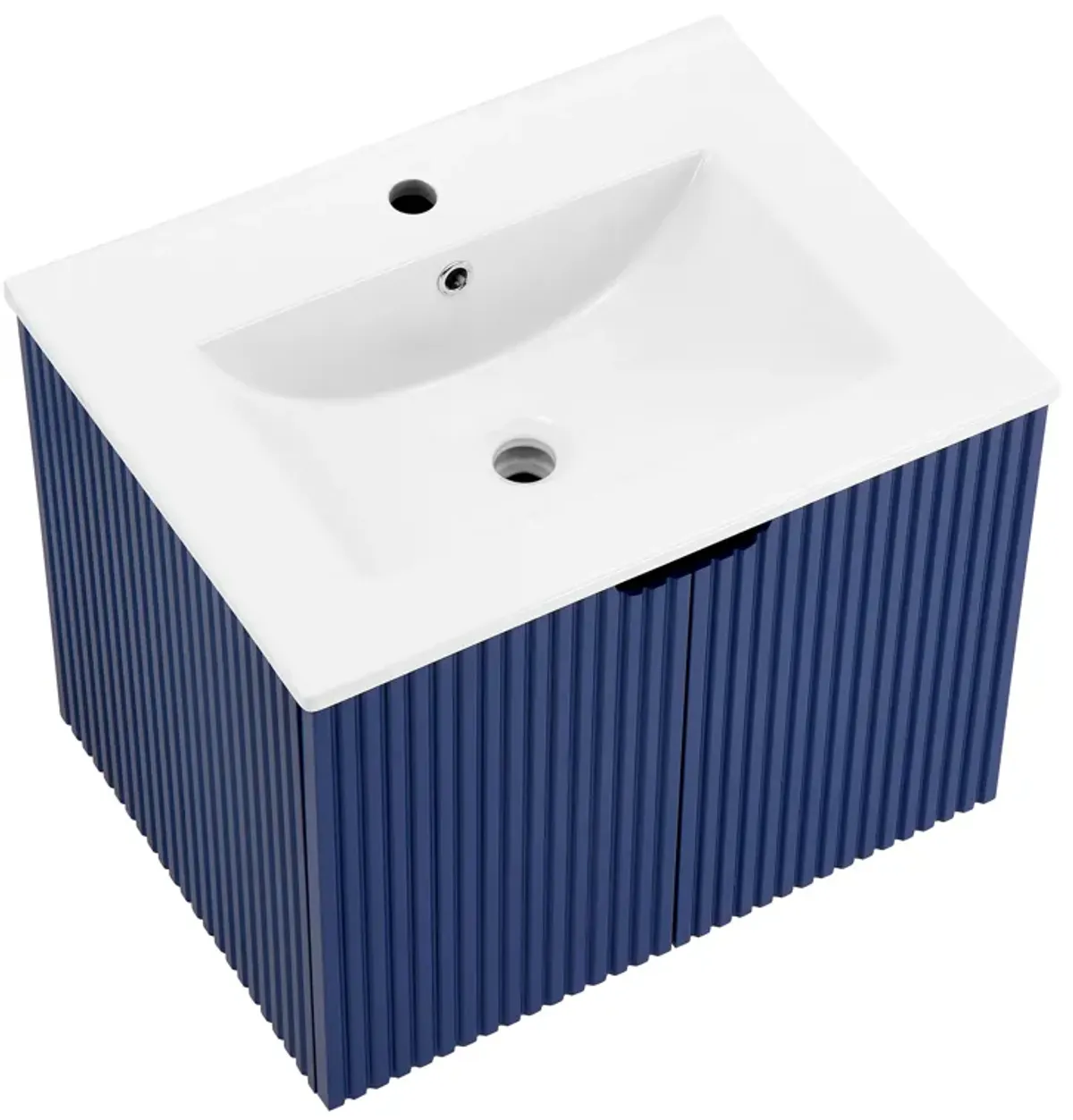 17.72 in. W x 23.62 in. D x 18.7 in. H Single Sink Bath Vanity with Recessed Handles with White Ceramic Top