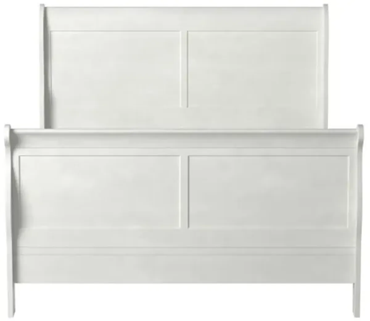 Classy Transitional Style Queen Size Sleigh Bed, White-Benzara