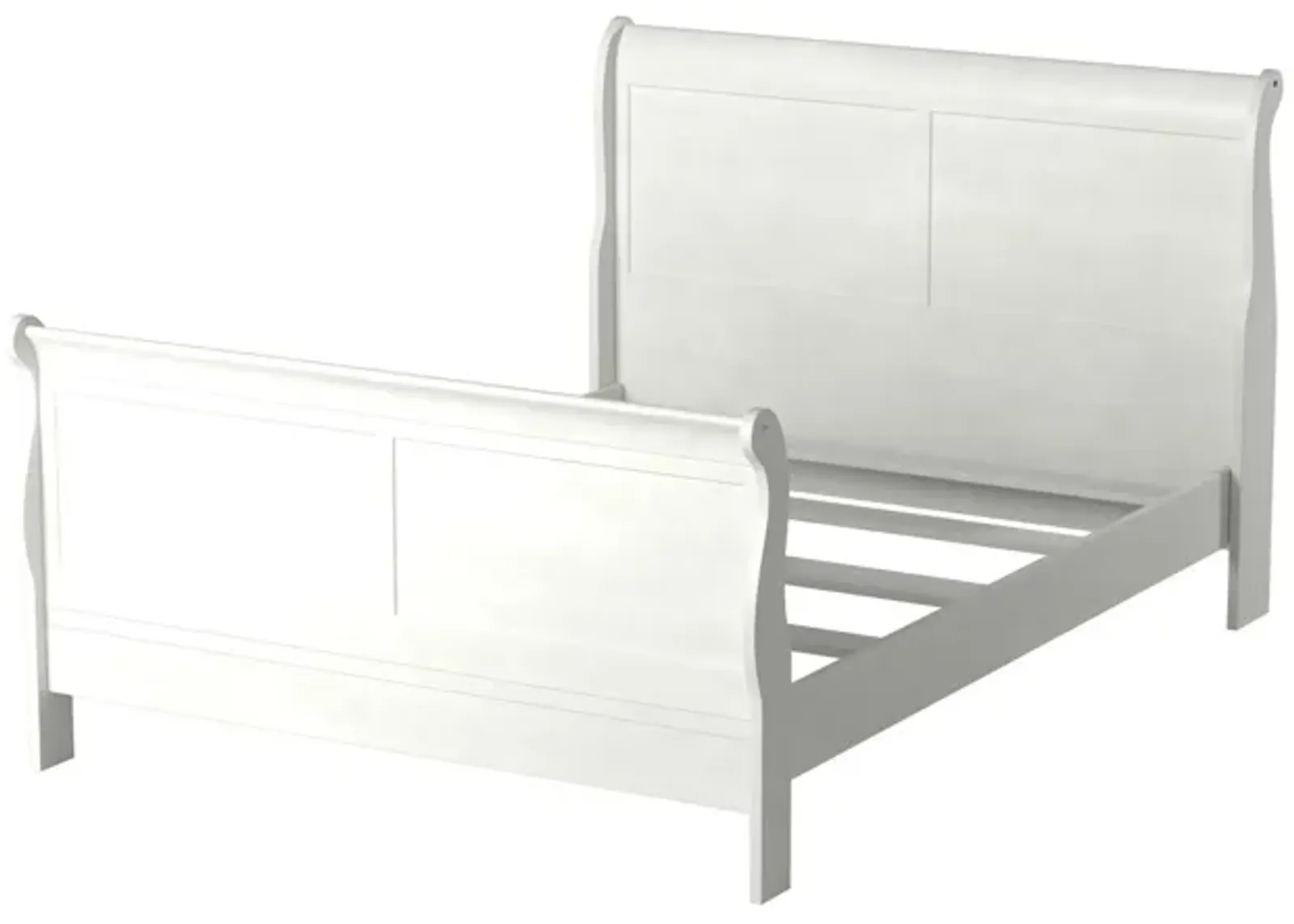 Classy Transitional Style Queen Size Sleigh Bed, White-Benzara