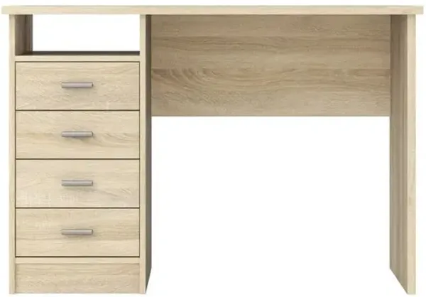 FurniFact Brown Desk with Drawers - Compact Student Desk for Bedroom and Office Use