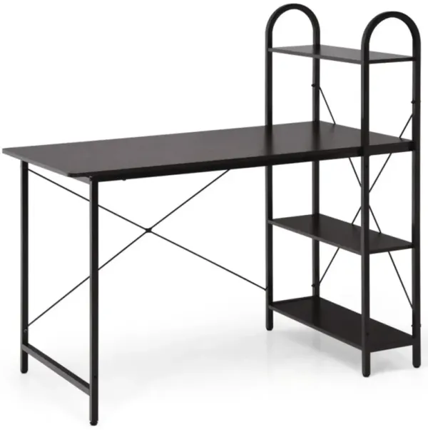 Hivvago Reversible Computer Desk Study Workstation Home Office 4-tier Bookshelf