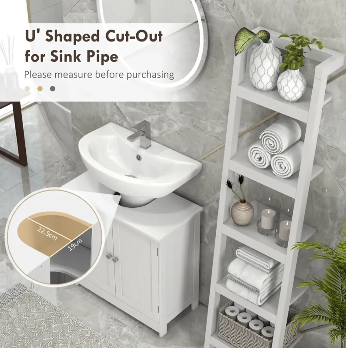 Bathroom Under Sink Vanity Cabinet Multipurpose Space Saver Storage Organizer