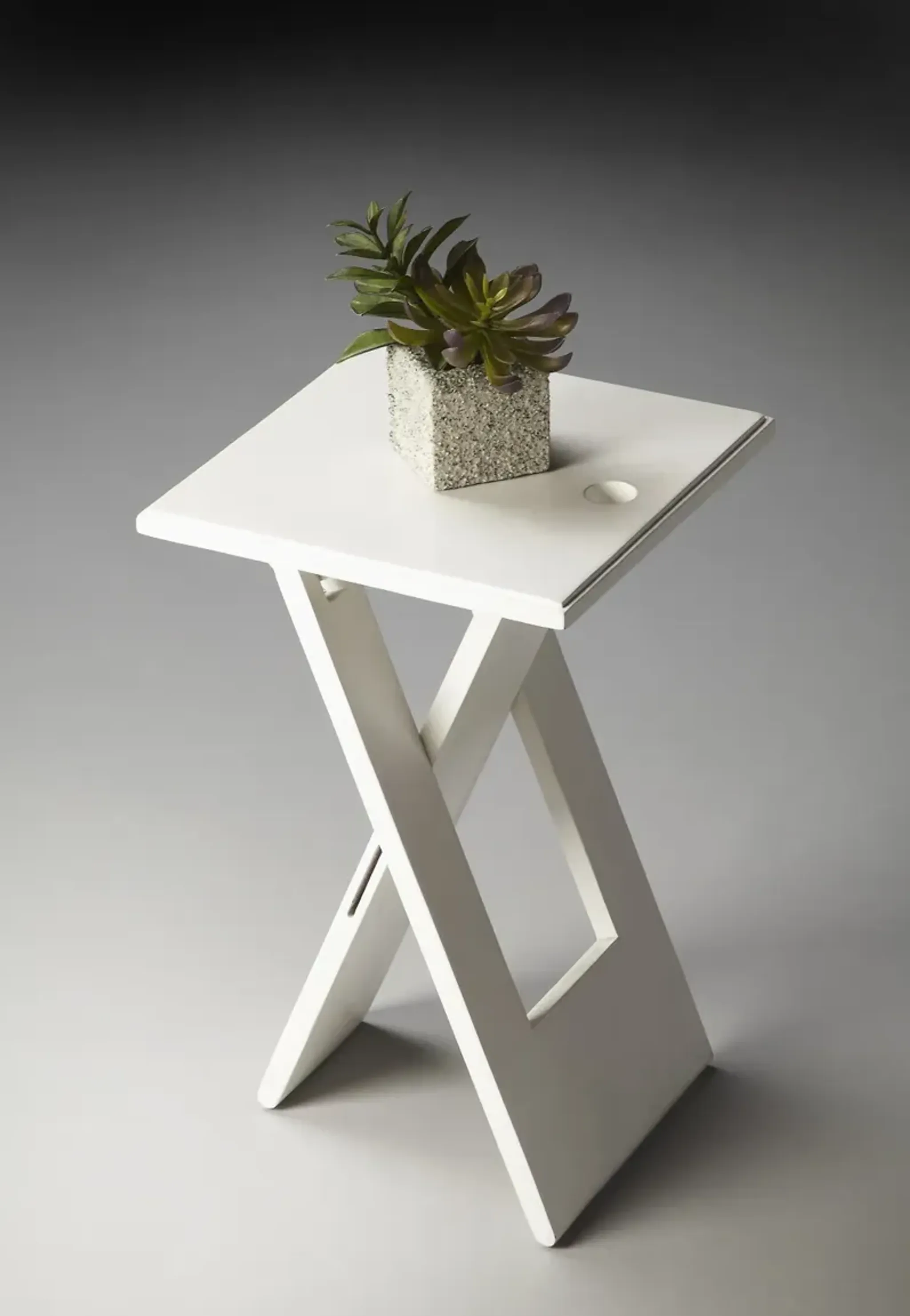 Hivvago 18 Inch White Solid Wood Square Folding End Table Mathis Home ...