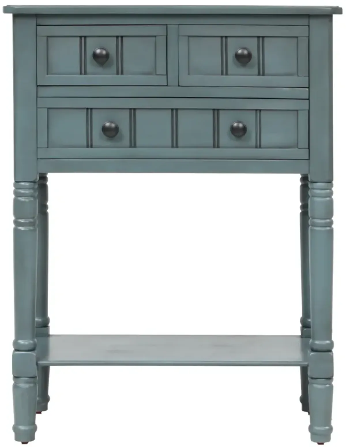 Narrow Console Table, Slim Sofa Table with Three Storage Drawers and Bottom Shelf for Living Room, Easy Assembly (Navy)