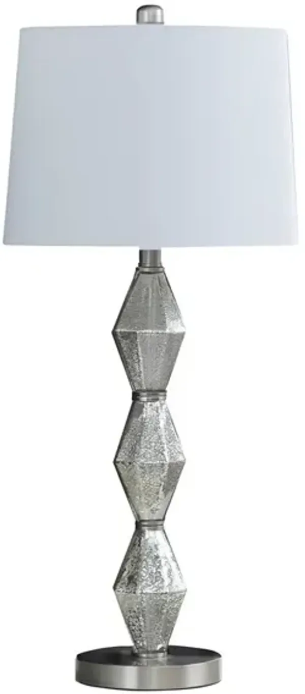 Streamdale 29.5" In Emil Moderne Geometric Glass Brushed Silver Table Lamp