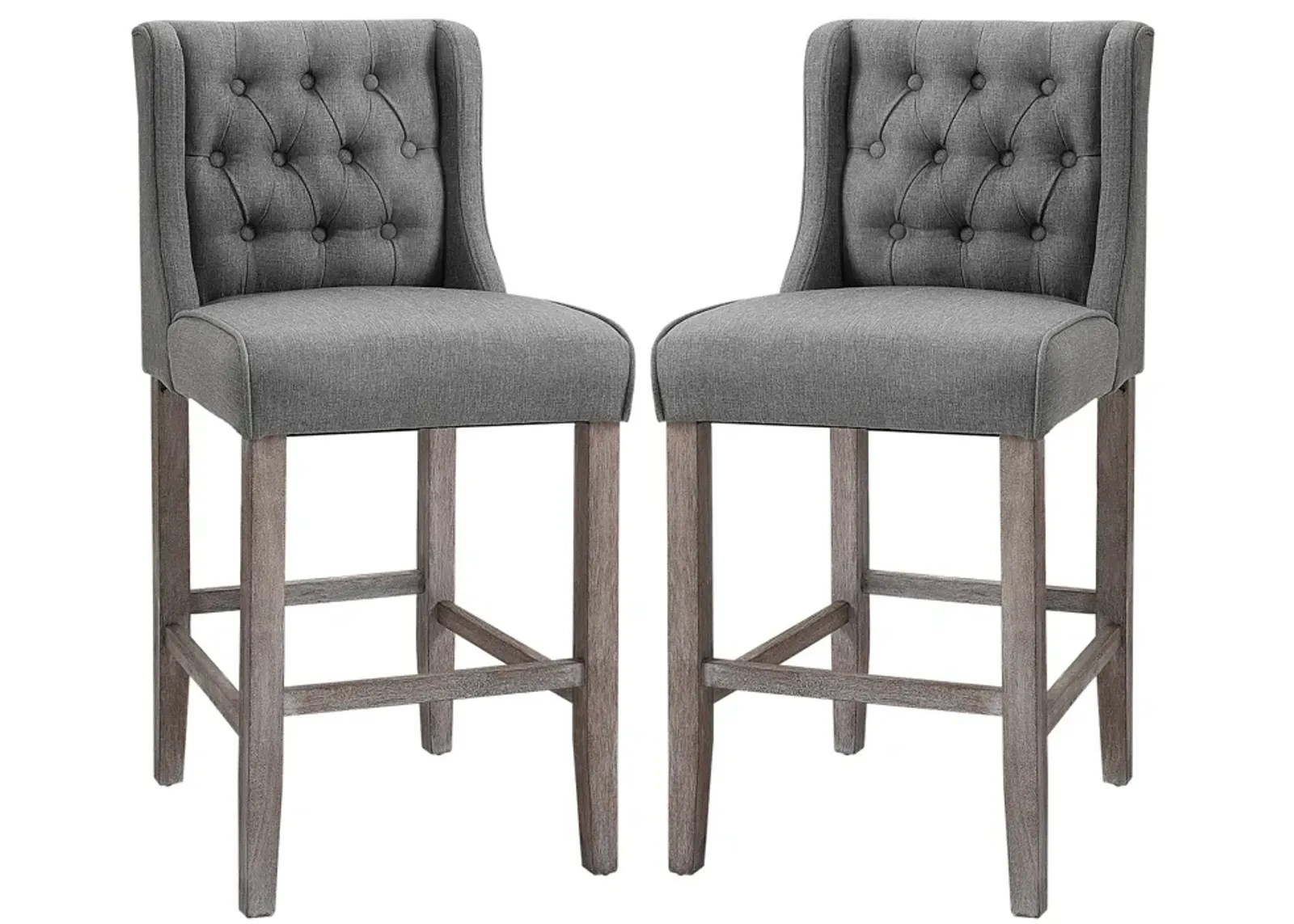 Chic Bar Seating: Grey Tufted Wingback Armless Counter Height Stools