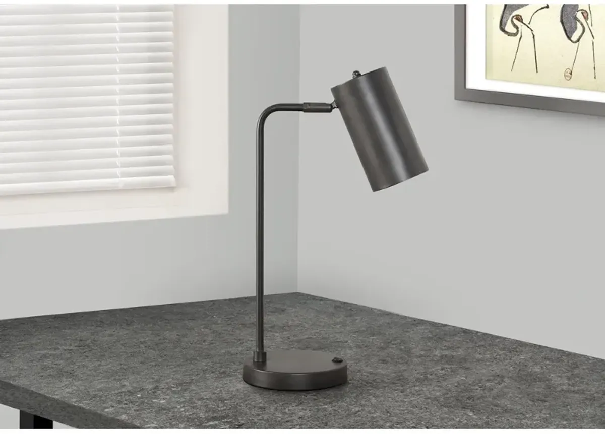 Monarch Specialties I 9645 - Lighting, 18"H, Table Lamp, Usb Port Included, Grey Metal, Grey Shade, Modern