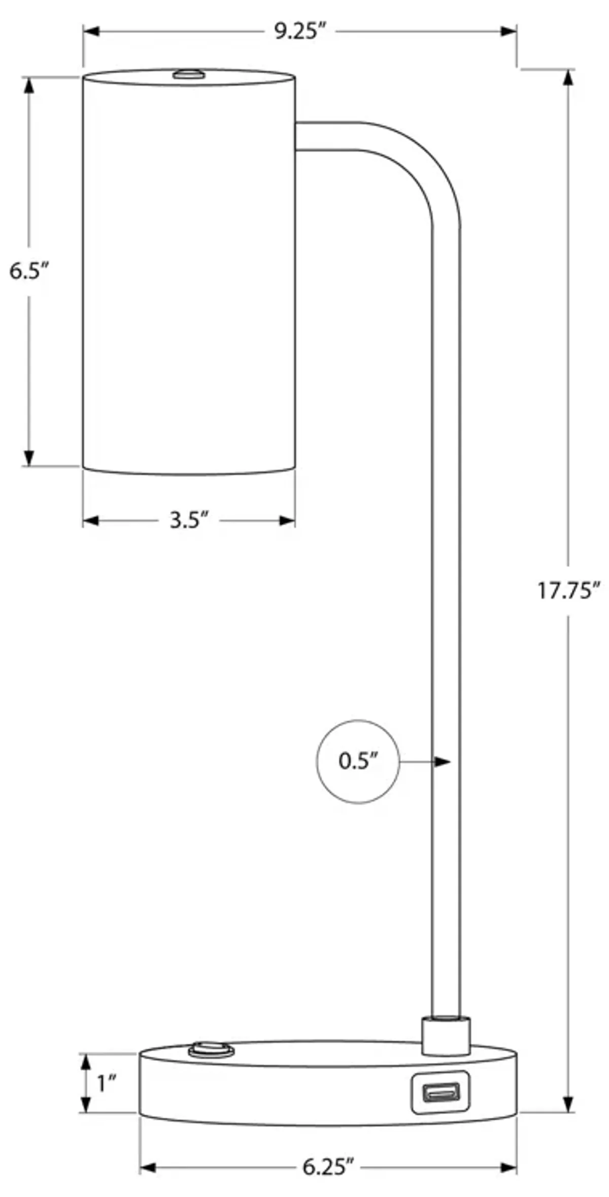 Monarch Specialties I 9645 - Lighting, 18"H, Table Lamp, Usb Port Included, Grey Metal, Grey Shade, Modern