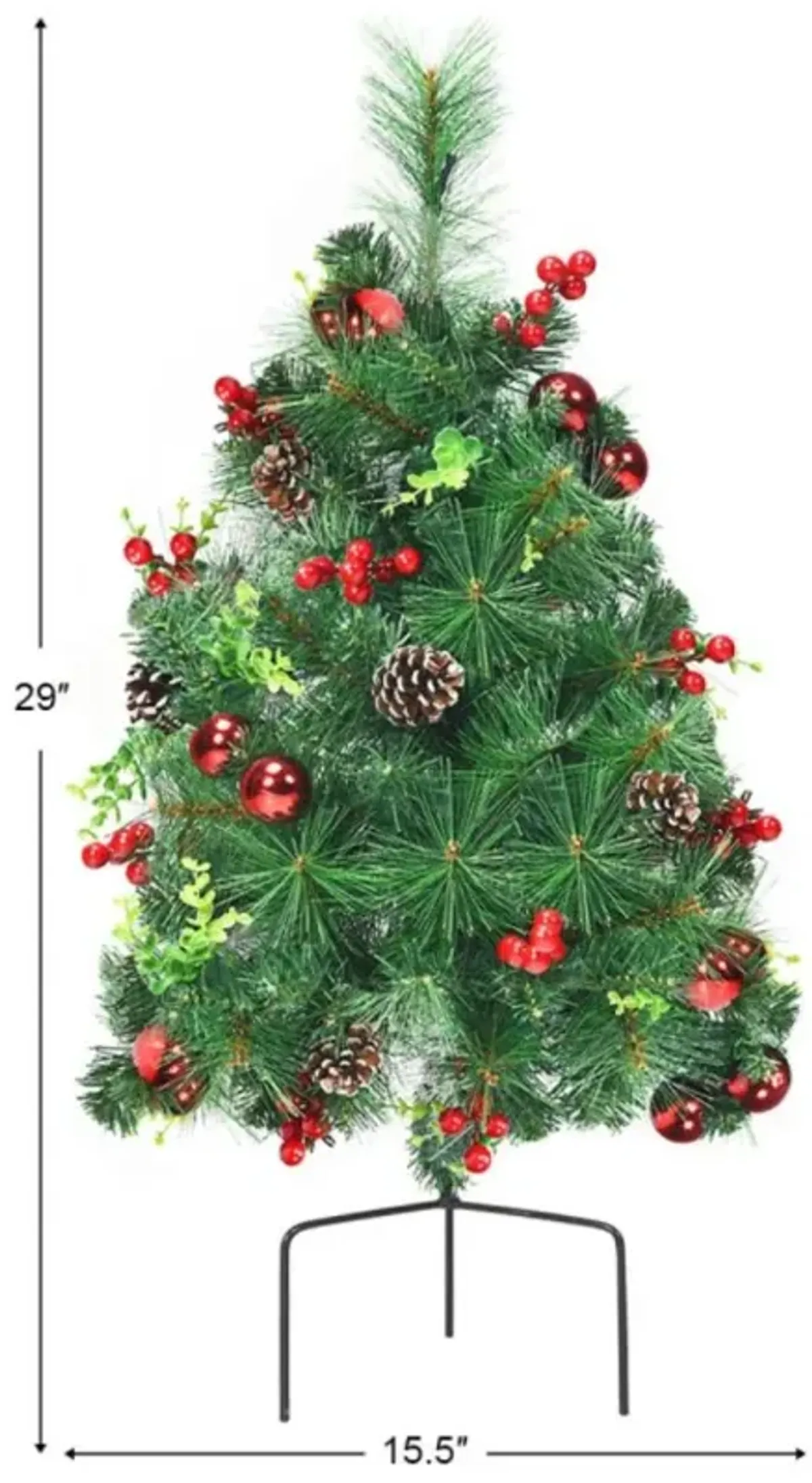 Hivvago Set of 2 29 Inch Battery Powered Pre-lit Pathway Holiday Christmas Trees