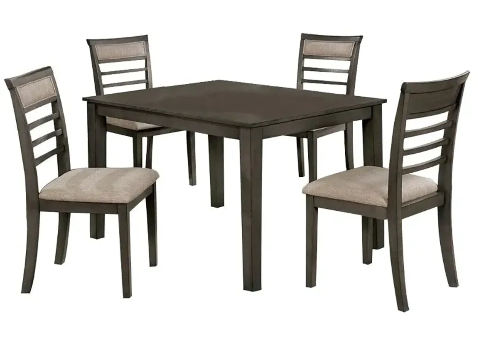 5 Piece Dining Set: Weathered Gray Table, Beige Chairs