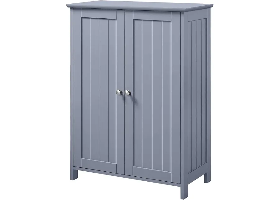 Hivvago Gray Wood 2-Door Freestanding Bathroom Floor Cabinet Kitchen Storage Cupboard