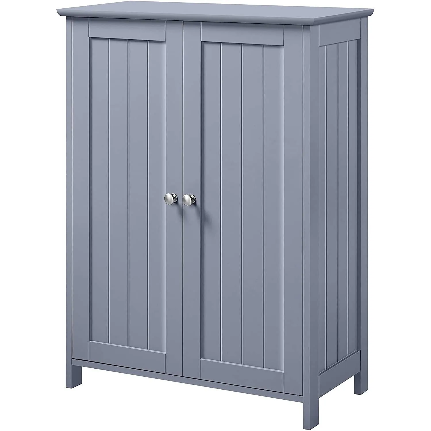 Hivvago Gray Wood 2-Door Freestanding Bathroom Floor Cabinet Kitchen Storage Cupboard