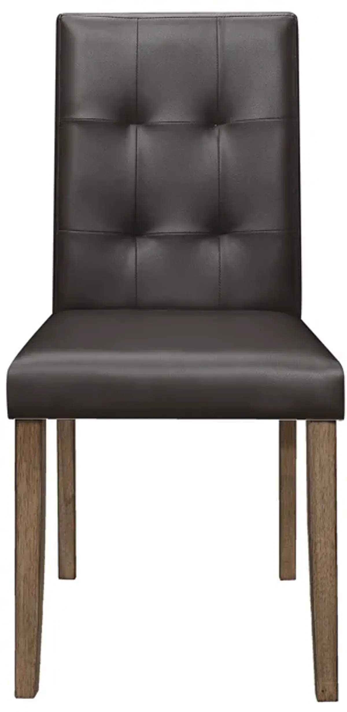 Leatherette Side Chair with Tufted Backrest, Set of 2, Espresso Brown-Benzara