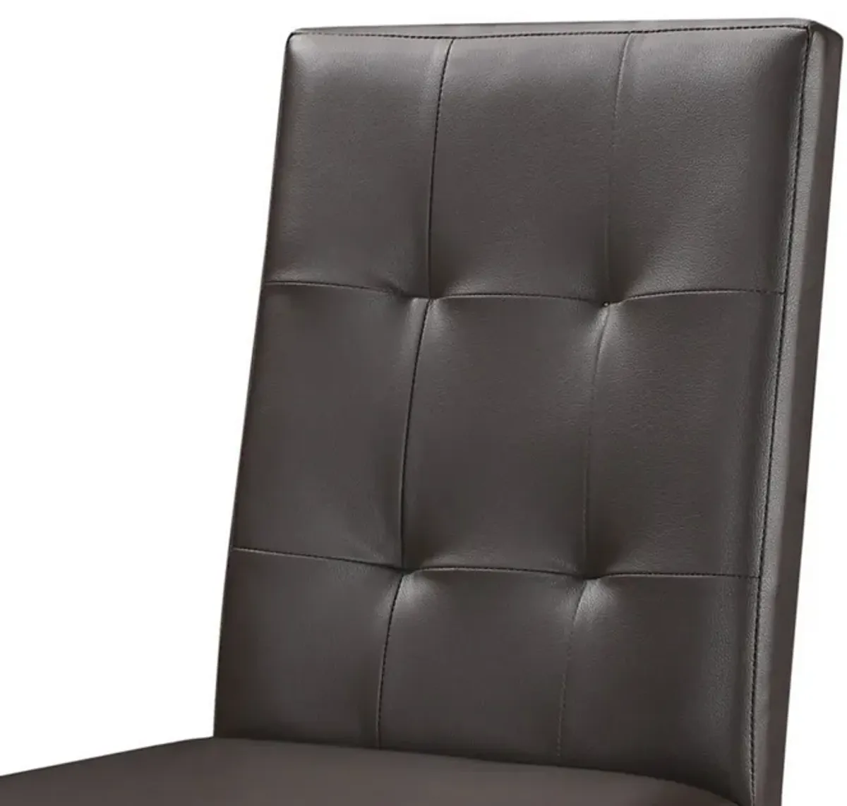 Leatherette Side Chair with Tufted Backrest, Set of 2, Espresso Brown-Benzara