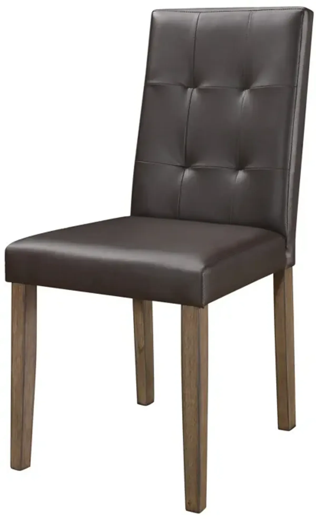 Leatherette Side Chair with Tufted Backrest, Set of 2, Espresso Brown-Benzara