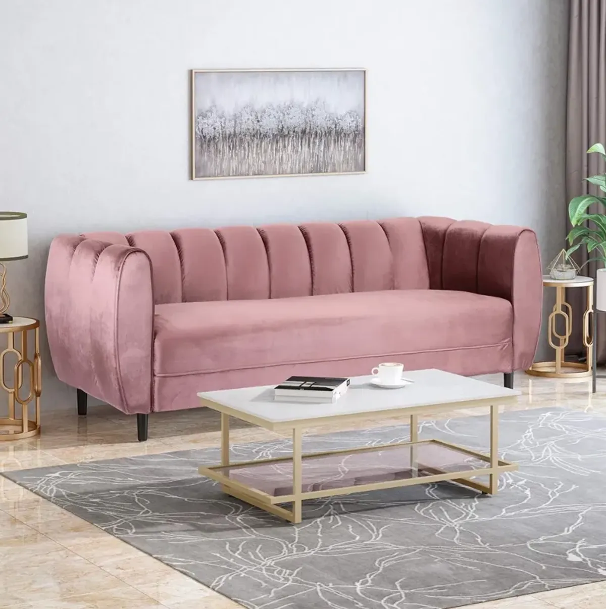 Merax Velvet 3-Seater Sofa