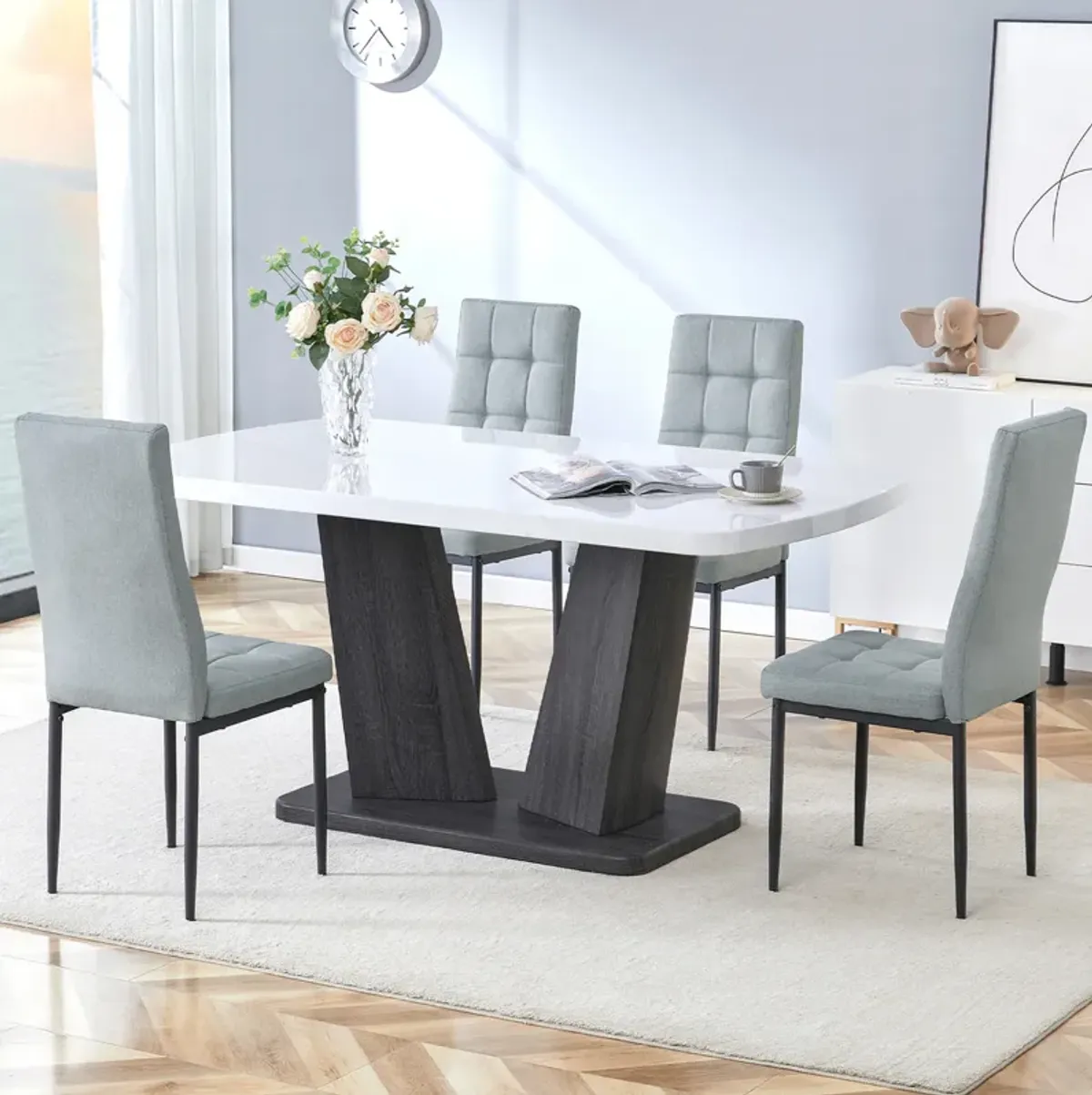 Merax Modern 5 Pieces Dining Table Chairs Set